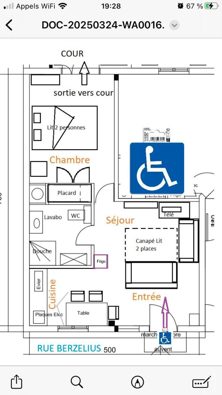 Guesthouse Familial Pour 2,3,4 Personnes De 44M2- Accessible Handic -Rez De Chaussee-Vues Sur Rue Et Patio Prive - Sejour, Chambre Separee-Cuisine,Salle De Bain,Lit Double Et Canape-Lit 2Pers-Entree De La Rue Berzelius-5 Minutes Du Metro Brochant-Lig Παρίσι Εξωτερικό φωτογραφία